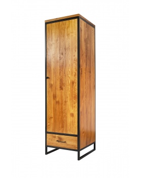Szafa 1 drzwiowa z 1 szufladą drewniana z metalową ramą i nogami w stylu industrialnym / loftowym L32 - 40 Szafy loftowe 