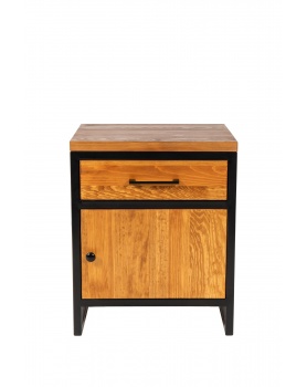 Drewniana szafka nocna 50x60cm z szufladą i drzwiczkami w stylu loft L35 - 43 Szafki nocne loftowe Poczuj ciepło naturalnego 