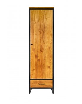 Szafa 1 drzwiowa z 1 szufladą drewniana z metalową ramą i nogami w stylu industrialnym / loftowym / kolor miodowy - 373 Outle