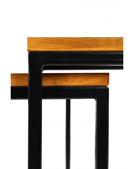 Stolik kawowy drewniany z wysuwanym blatem w stylu loftowym / industrialnym / kolor miodowy - 381 Outlet 