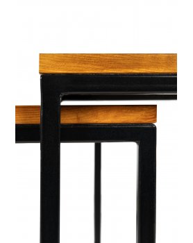 Stolik kawowy drewniany z wysuwanym blatem w stylu loftowym / industrialnym / kolor miodowy - 381 Outlet 