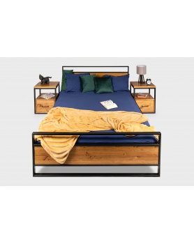Loftowa Szafka nocna 40x60cm - drewniana szuflada z metalową podstawą L34 - 42 Szafki nocne loftowe Zadbaj o stylowy akcent w