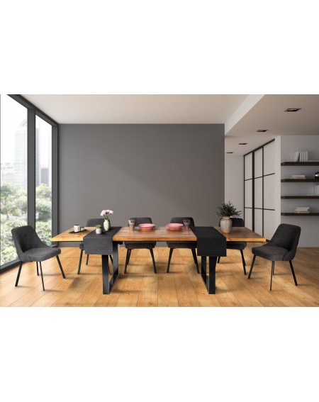 Stół rozkładany z drewnianym blatem i metalowymi nogami w stylu loftowym / industrialnym - 28 Stoły 
