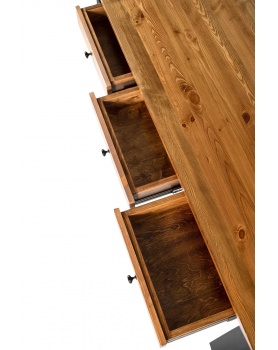 Biurko z 3 szufladami pod blatem drewniane z metalową ramą - 8 Biurka Loftowe 