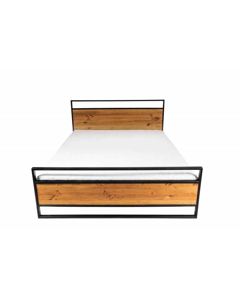 Łóżko loftowe 200 x 200cm drewniane z metalowym obramowaniem i nogami L38 - 47 Łóżka loftowe i industrialne Poznaj nasze łó