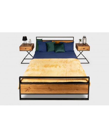 Łóżko loftowe 200 x 200cm drewniane z metalowym obramowaniem i nogami L38 - 47 Łóżka loftowe i industrialne Poznaj nasze łó
