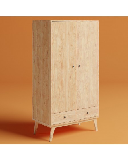 Drewniana Szafa 2 drzwiowa z 2 szufladami SW06 - 401 SKANDYNAWSKA 