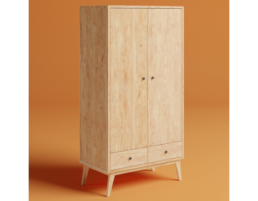 Drewniana Szafa 2 drzwiowa z 2 szufladami - 401 SKANDYNAWSKA 