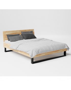 Łóżko 160 cm drewniane z metalową podstawą - 398 SKANDYNAWSKA 
