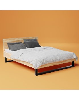 Łóżko 160 cm drewniane z metalową podstawą - 398 SKANDYNAWSKA 