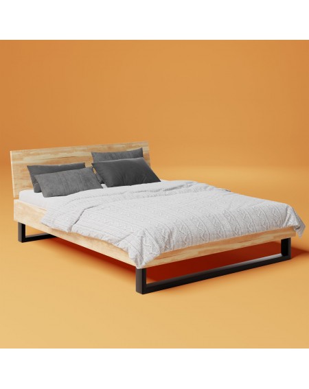 Łóżko 180 cm drewniane z metalową podstawą SW04 - 457 SKANDYNAWSKA 