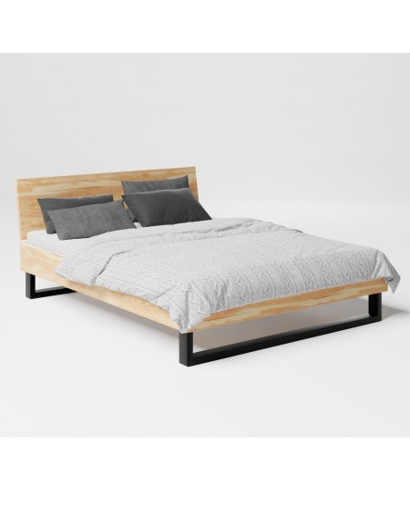 Łóżko skandynawskie 140 cm drewniane z metalową podstawą SW04 - 459 MEBLE SKANDYNAWSKIE 