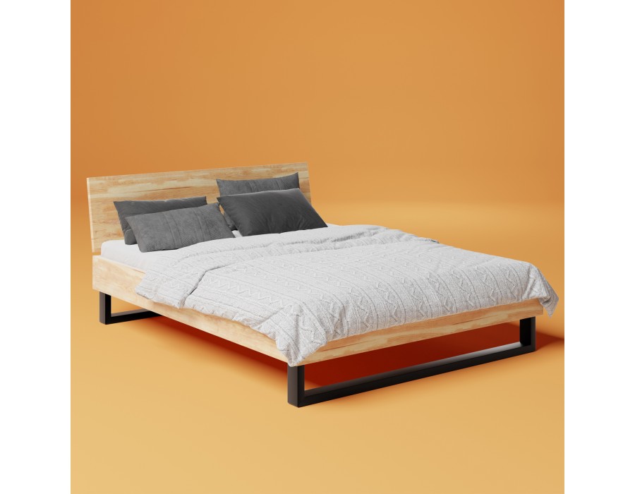 Łóżko skandynawskie 90 cm drewniane z metalową podstawą SW04 - 461 MEBLE SKANDYNAWSKIE 