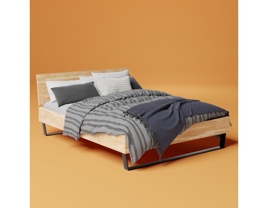 Łóżko skandynawskie 180 cm drewno + metal II SW08 - 467 MEBLE SKANDYNAWSKIE 