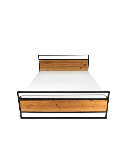 Łóżko 180 x 200 drewniane z metalową ramą i nogami w stylu loftowym / industrialnym - 50 Łóżka 