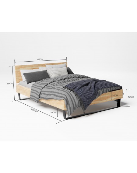 Łóżko skandynawskie 160 cm drewno + metal II SW08 - 405 MEBLE SKANDYNAWSKIE 