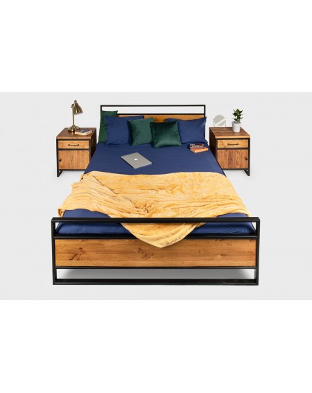 Łóżko drewniane z metalową ramą - 51 Łóżka 
