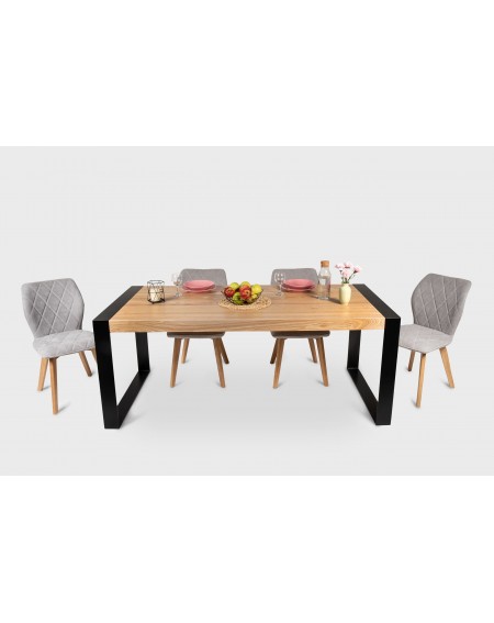 Duży stół z blatem drewnianym i metalowymi nogami 190 cm - 52 Stoły 