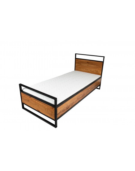Łóżko loftowe 80x200cm L44 - 55 Łóżka loftowe i industrialne Łóżko loftowe 80x200 drewniane z metalową ramą i nogami - jedn