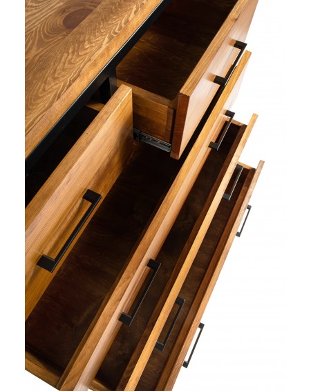 Komoda z 3 szafkami i 2 szufladami drewniana w metalową ramą L14 - 12 Komody loftowe 