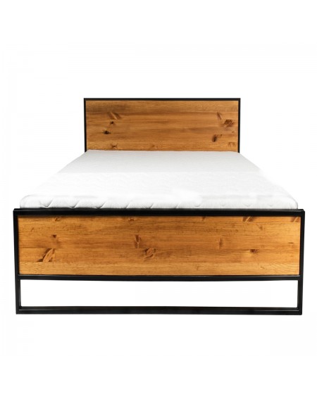 Industrialne łóżko połączenie drewna i metalowej ramy 90x200 - 68 Łóżka 