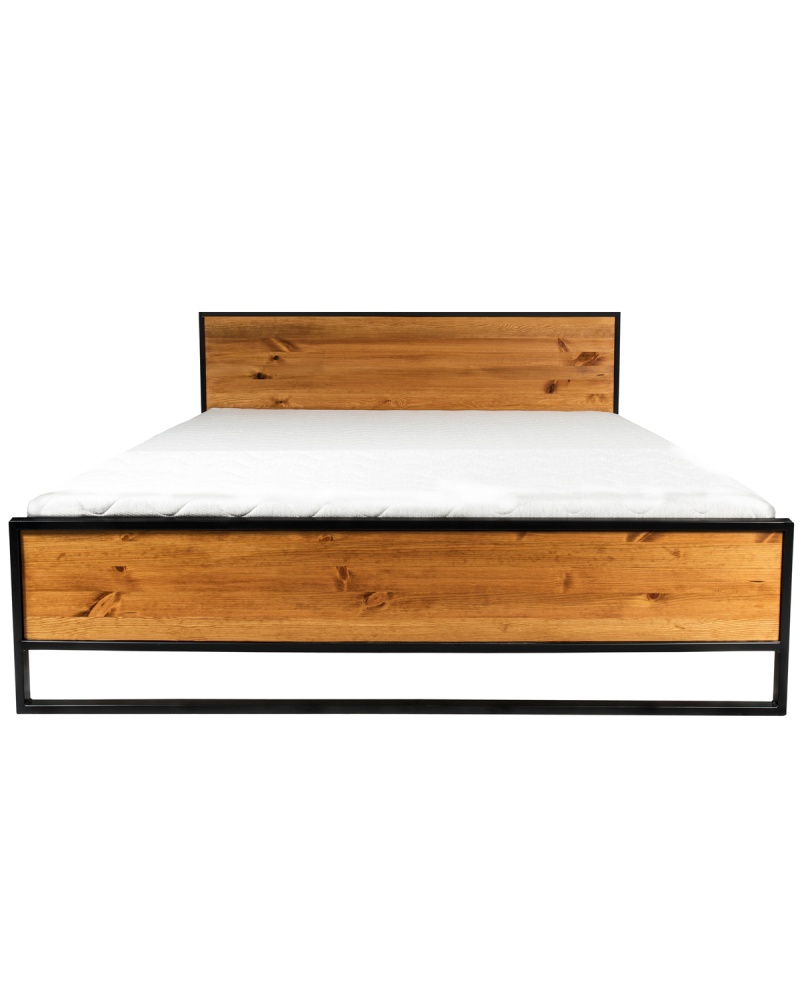 Duże industrialne łóżko 180x200cm - drewniane z metalową ramą L51 - 71 Łóżka loftowe i industrialne Poczuj komfort z naszym