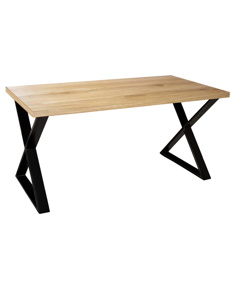 Stół dębowy z metalowymi nogami X w stylu loftowym/industrialnym L56 - 79 Loftowe meble dębowe Stół dębowy drewniany z metalo
