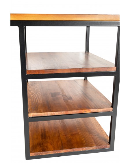 Biurko loftowe 160cm z drewnianymi półkami i metalową ramą L01 - 2 Biurka Loftowe Odkryj nasze biurko loftowe 160cm! Solidna 