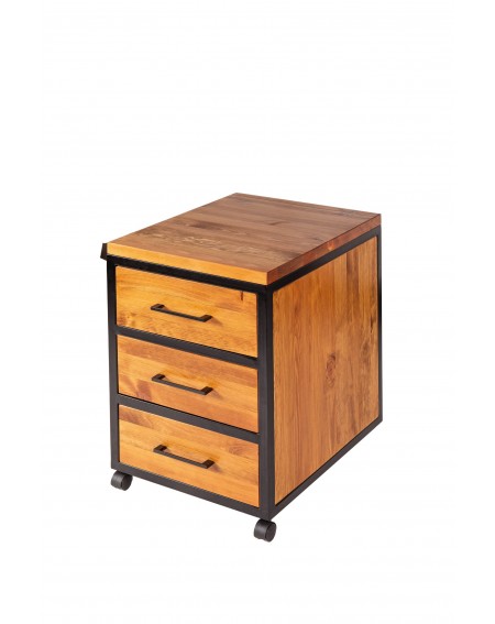 Kontenerek pod biurko z 3 szufladami na kółkach, drewniany z metalową ramą w stylu loftowym / industrialnym - 19 Biurka Lofto