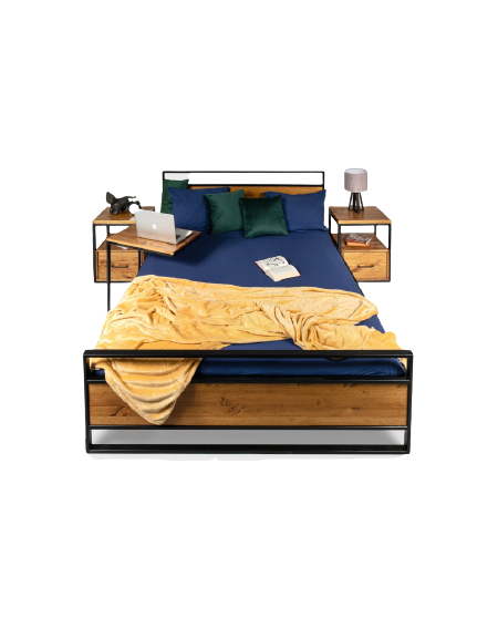 Łóżko 180 x 200 drewniane z metalową ramą i nogami w stylu loftowym / industrialnym - 50 Łóżka loftowe 