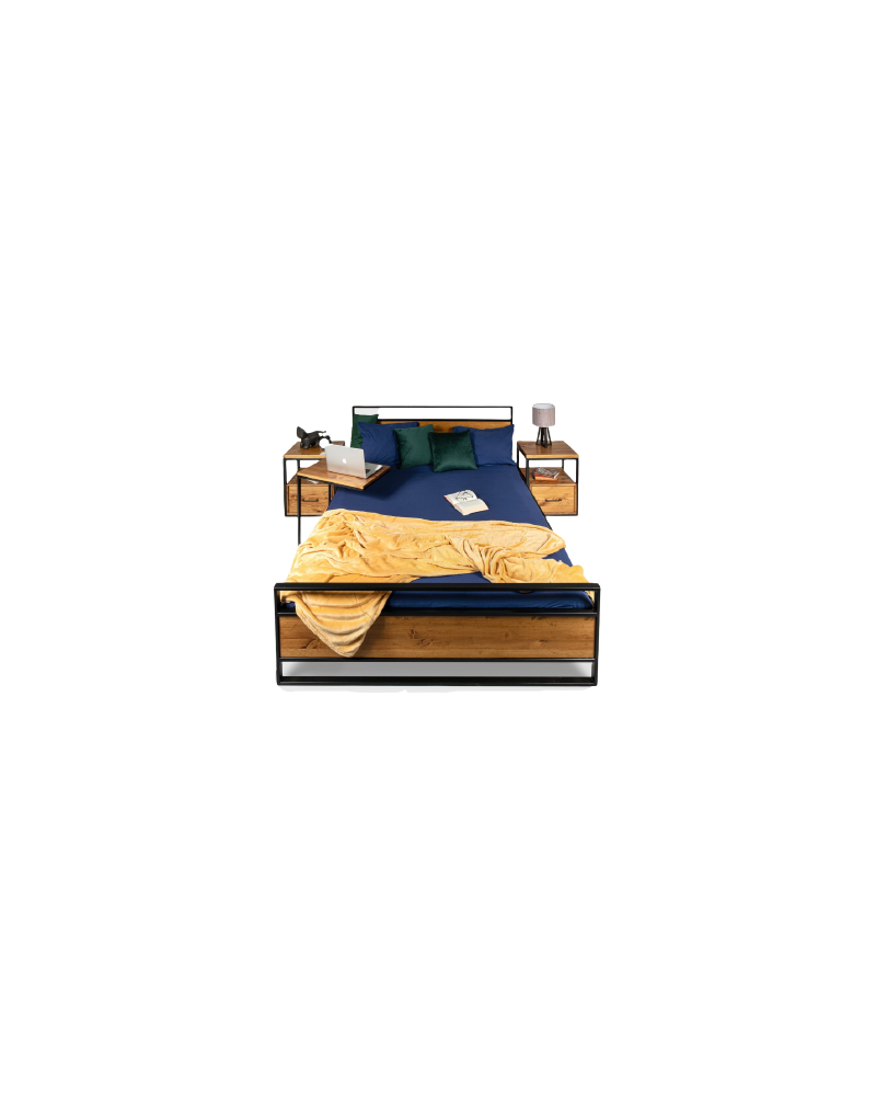 Łóżko drewniane z metalową ramą - 51 Łóżka 