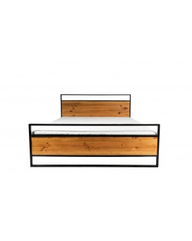 Łóżko loft 160 x 200cm drewniane z metalową ramą L19 - 25 Łóżka loftowe i industrialne Łóżko loft 160x200cm - harmonijne po